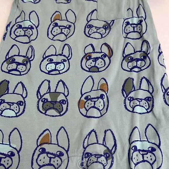 Tea Collection short sleeve blue one piece French Bulldog Print size 6-9 month - Picture 3 of 9